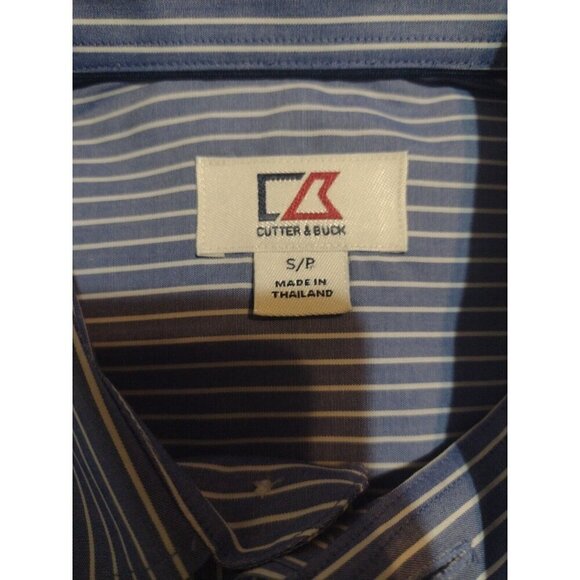 New Cutter & Buck Shirt Men’s Size Small Blue Striped Button Down Long Sleeve - Picture 8 of 11